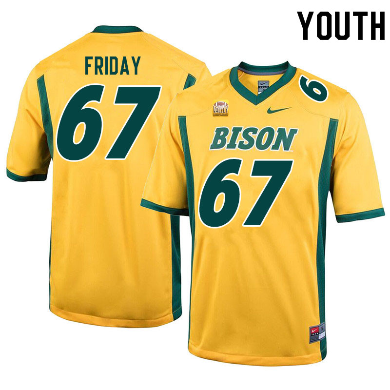 Youth #67 Bryce Friday North Dakota State Bison College Football Jerseys Sale-Yellow - Click Image to Close